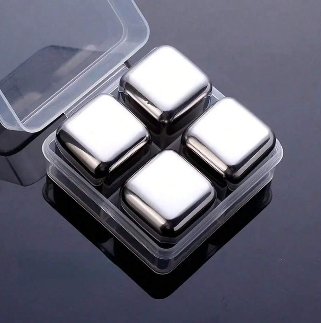 4pcs Silver Stainless Steel Quick Freeze Ice Cubes