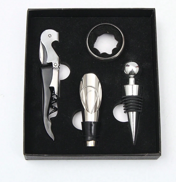 Wine Opener Gift Set With Stainless Steel Corkscrew, Wine Stopper And Wine Aerator