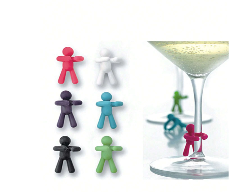 little men glass markers (pack of 6)