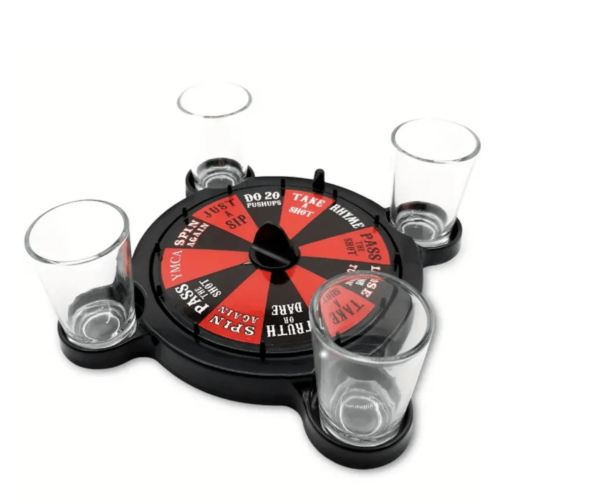4 Player Russian Roulette Wheel Drinking Game Set