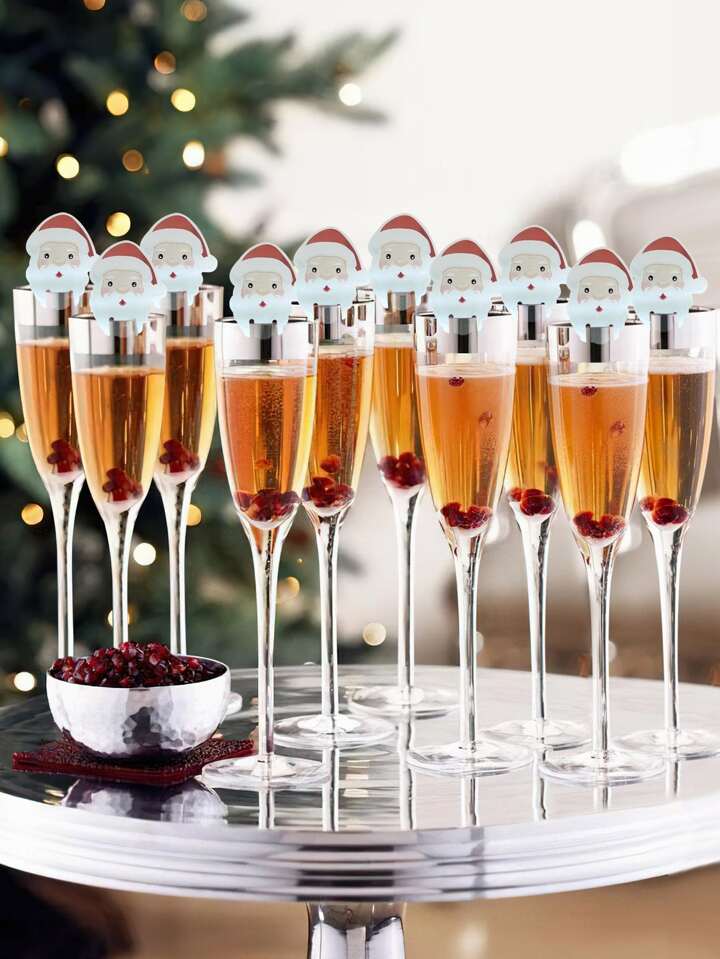10pcs Christmas  Wine Glass Cards For Christmas Decoration