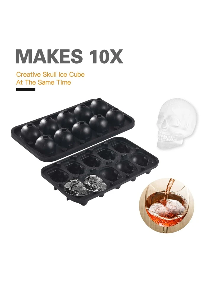 10 Hole Skull-Shaped Ice Tray